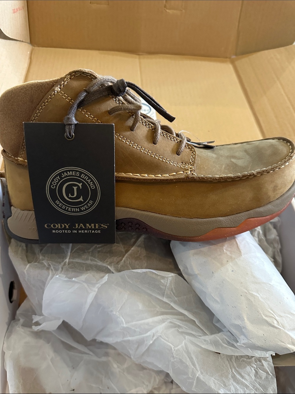 Cody James leather comp toe boots new in box size 10 mocha